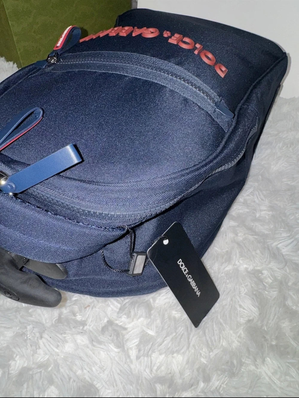 Dolce & Gabbana Navy Rolling Backpack with Red Logo